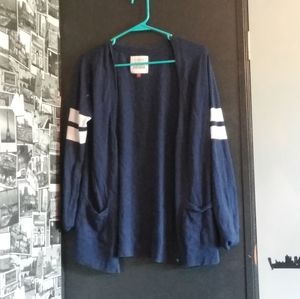 Blue Cardigan with White Stripes